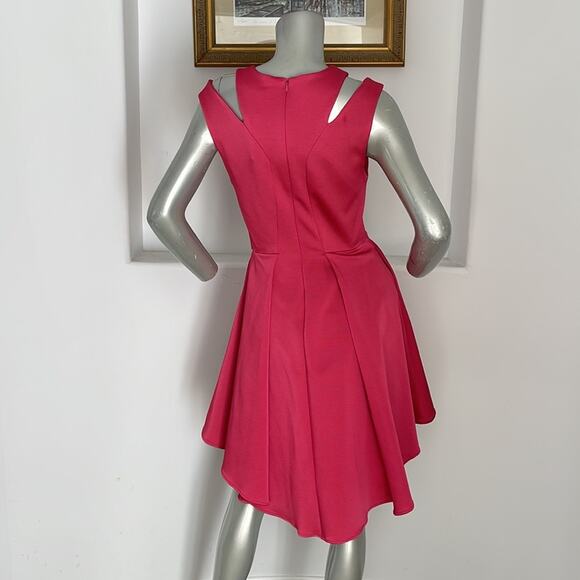 Zac Posen Sleeveless Cut Out Shoulder Hi/Lo Fit And Flare Dress Pink Size 6 - Picture 4 of 12